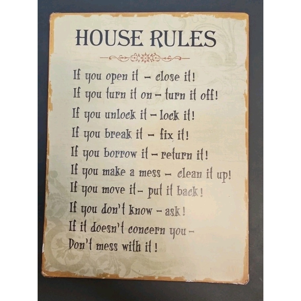House Rules Metal Sign 10x14
